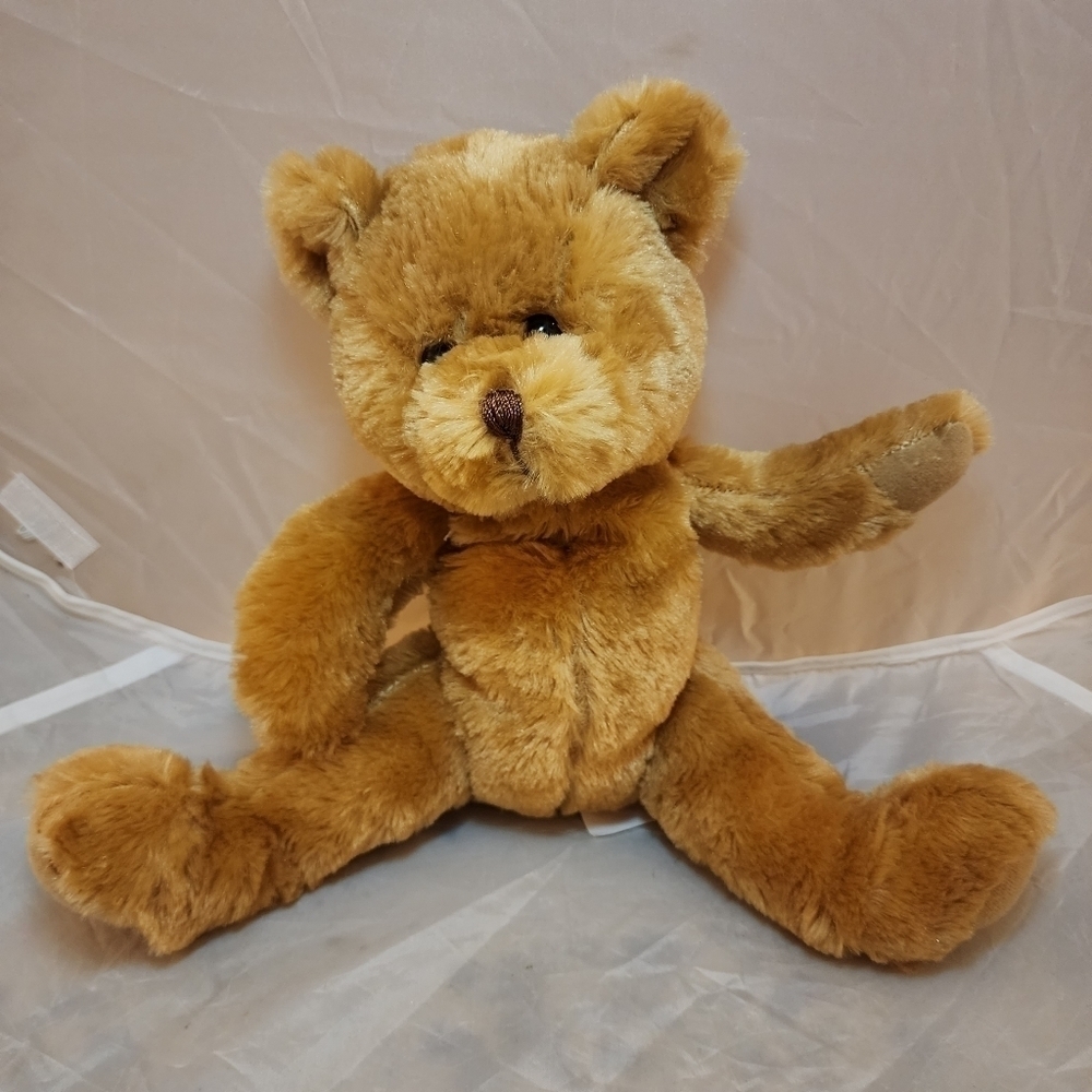 Bear Works Brown Teddy Plush Stuffed Animal Hidden Pocket in Back Cute Soft Toy